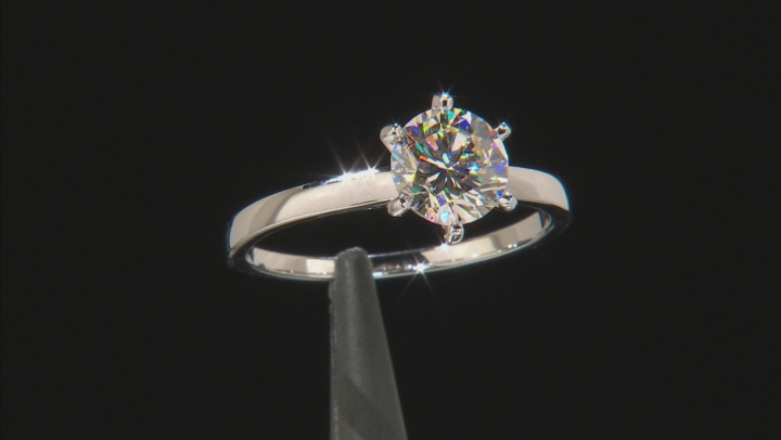 White Strontium Titanate And White Zircon Rhodium Over Silver Ring With Guard 3.02ctw Video Thumbnail
