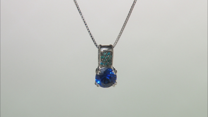 Blue lab created sapphire sterling silver pendant with chain 2.32ctw Video Thumbnail
