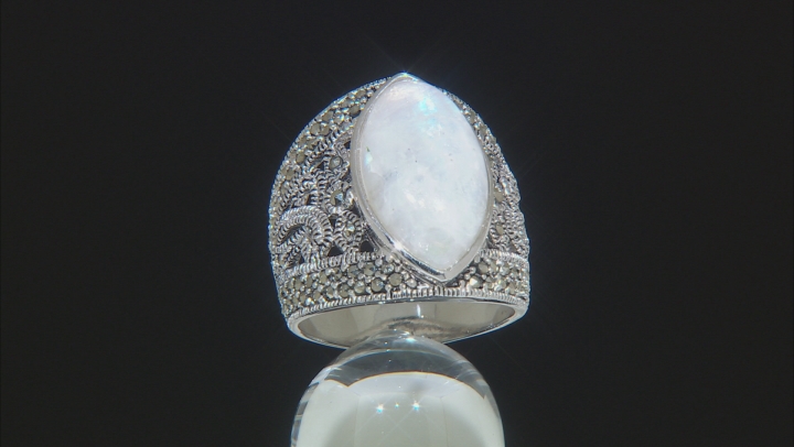 White rainbow moonstone sterling silver ring - ROH269 | JTV.com