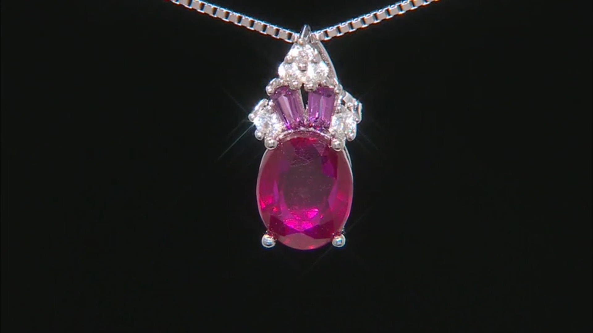 Red ruby sterling silver pendant with chain 2.83ctw Video Thumbnail