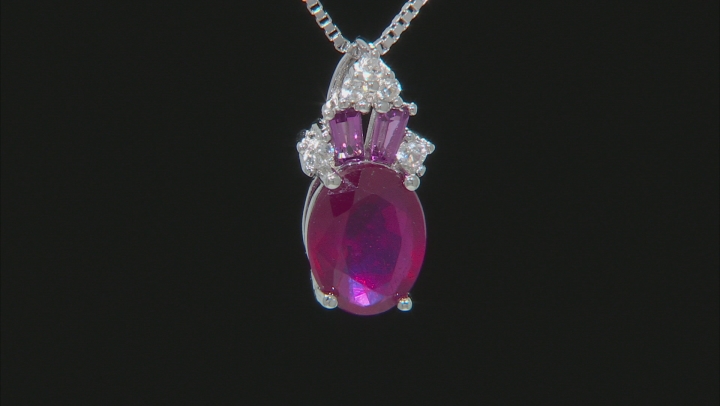 Red ruby sterling silver pendant with chain 2.83ctw Video Thumbnail