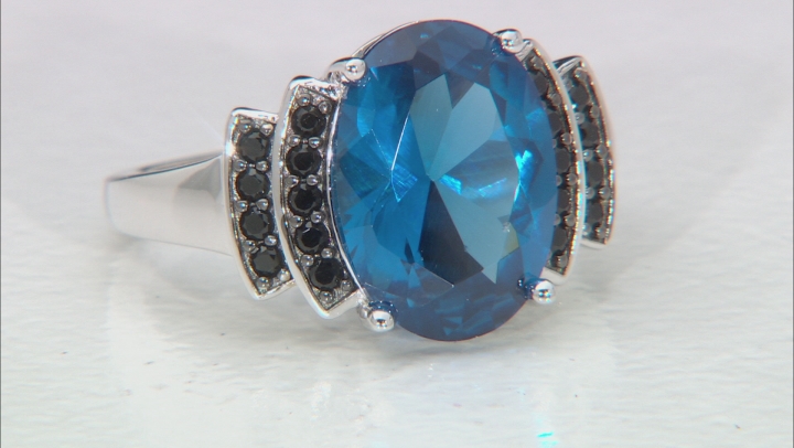 Blue Lab Created Spinel Rhodium Over Sterling Silver Ring 5.41ctw Video Thumbnail