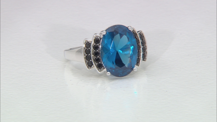 Blue Lab Created Spinel Rhodium Over Sterling Silver Ring 5.41ctw Video Thumbnail