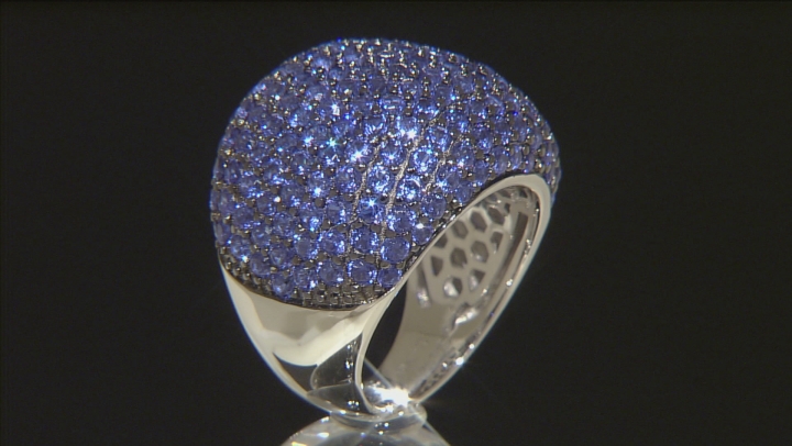 Blue Lab Created Spinel Sterling Silver Ring 7.67ctw Video Thumbnail
