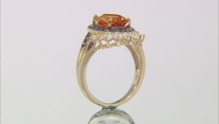 Madeira Citrine, Smoky Quartz, and Zircon 18k Gold Over Silver Crown Ring 4.09ctw Video Thumbnail