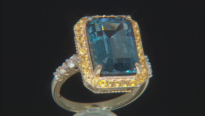 London Blue Topaz 18k Yellow Gold Over Silver Ring 8.85ctw Video Thumbnail