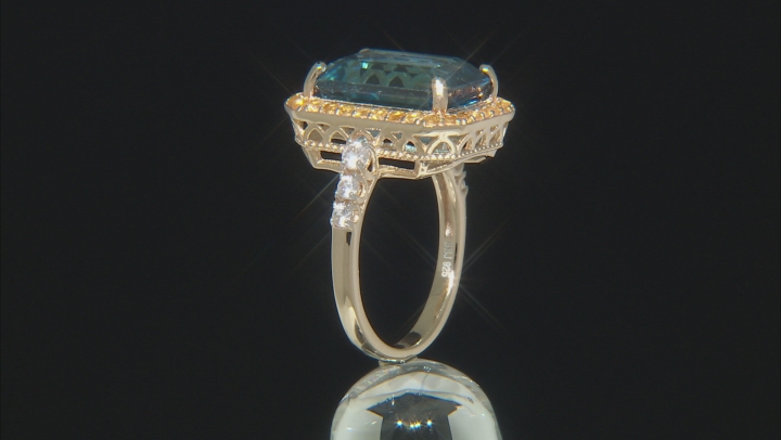 London Blue Topaz 18k Yellow Gold Over Silver Ring 8.85ctw Video Thumbnail