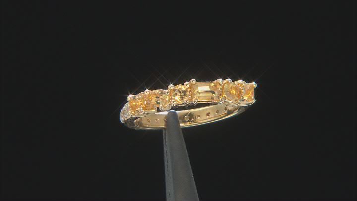 Citrine and White Zircon 18k Yellow Gold Over Silver Band Ring 1.79ctw Video Thumbnail