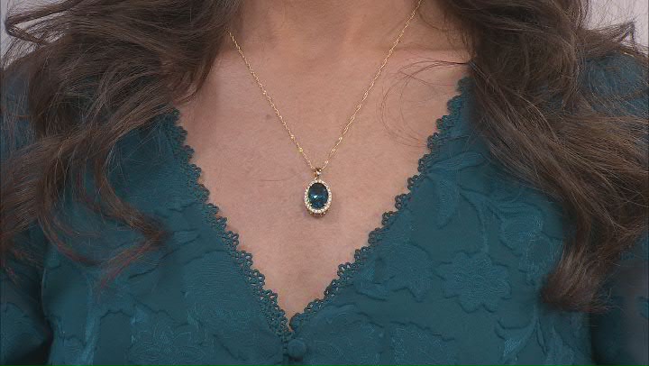 London Blue Topaz 18K Yellow Gold Over Silver Pendant with Chain 8.22ctw Video Thumbnail