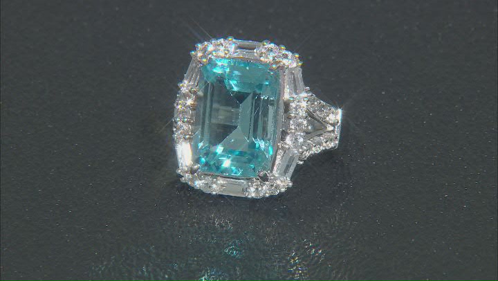 Glacier Topaz™ Rhodium Over Sterling Silver Statement Ring 9.80ctw Video Thumbnail