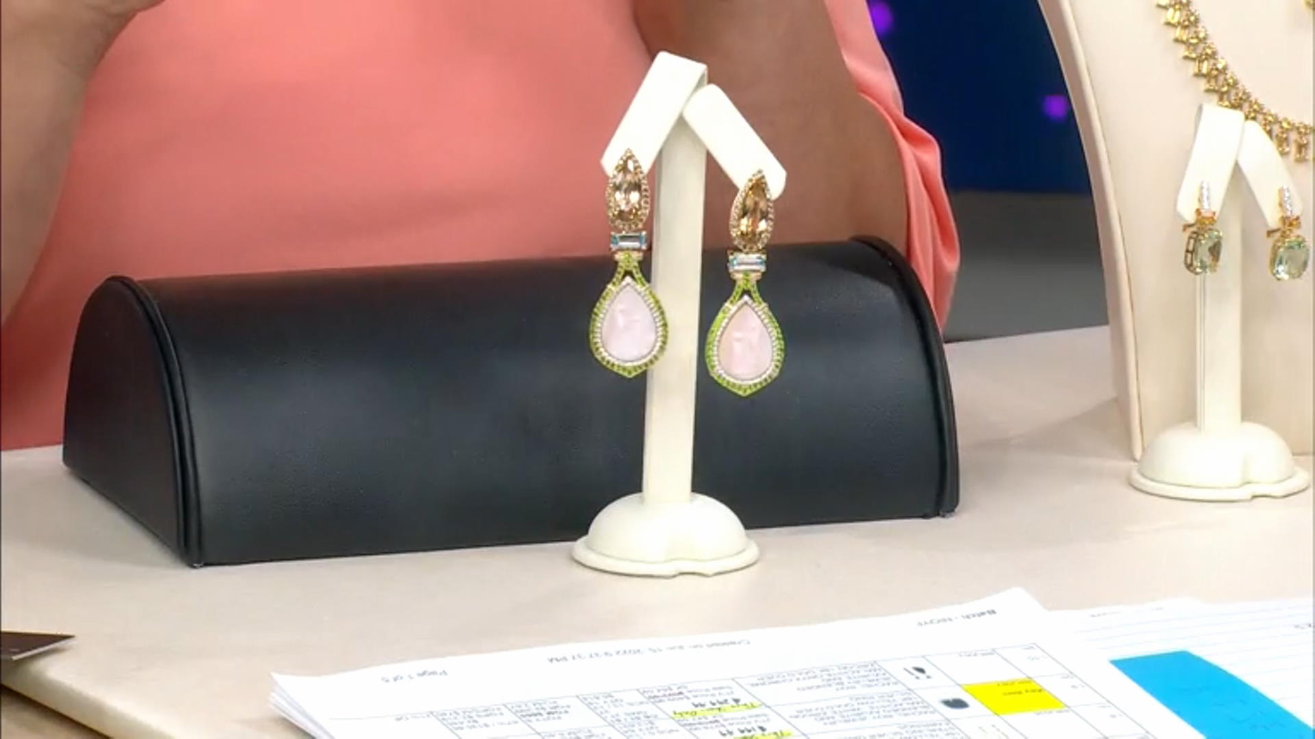 Pink Mother-of-Pearl 18k Yellow Gold Over Silver Seahorse Earrings 13.12ctw Video Thumbnail