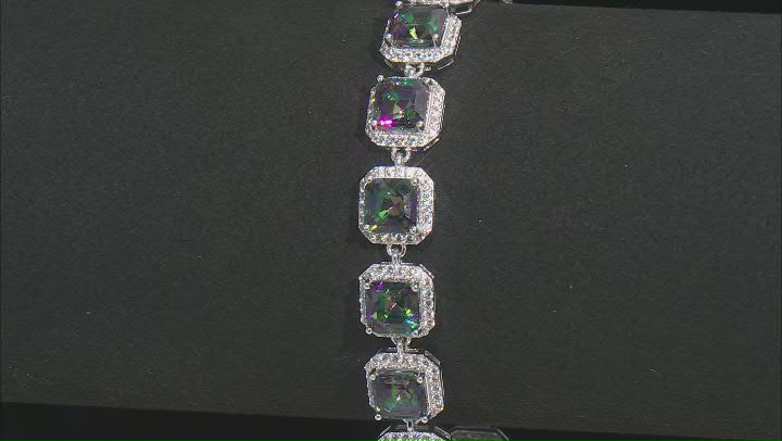 Multi-Color Peacock Quartz & White Zircon Rhodium Over Brass Bracelet 25.00ctw Video Thumbnail