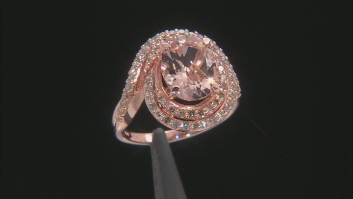 Peach Morganite 10k Rose Gold Ring 3.01ctw Video Thumbnail