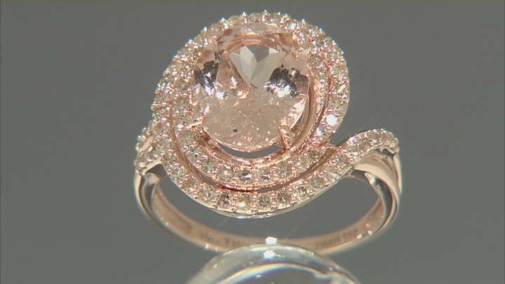 Peach Morganite 10k Rose Gold Ring 3.01ctw Video Thumbnail