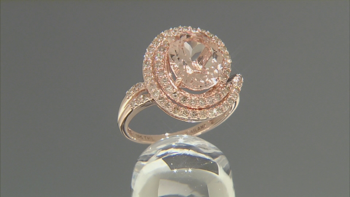 Peach Morganite 10k Rose Gold Ring 3.01ctw Video Thumbnail