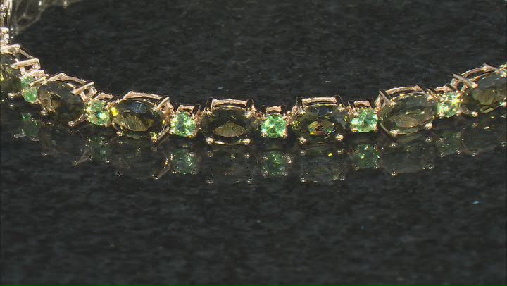 Green Moldavite 10k Yellow Gold Bracelet 7.04ctw Video Thumbnail