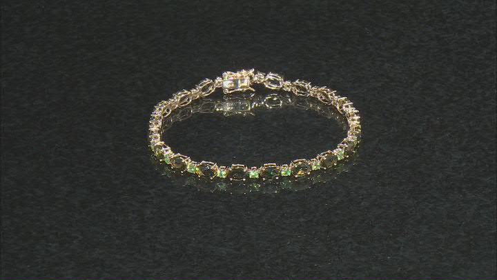 Green Moldavite 10k Yellow Gold Bracelet 7.04ctw Video Thumbnail