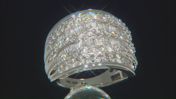 White Diamond 10k White Gold Multi-Row Dome Ring 2.85ctw Video Thumbnail
