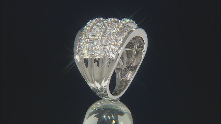 White Diamond 10k White Gold Multi-Row Dome Ring 2.85ctw Video Thumbnail