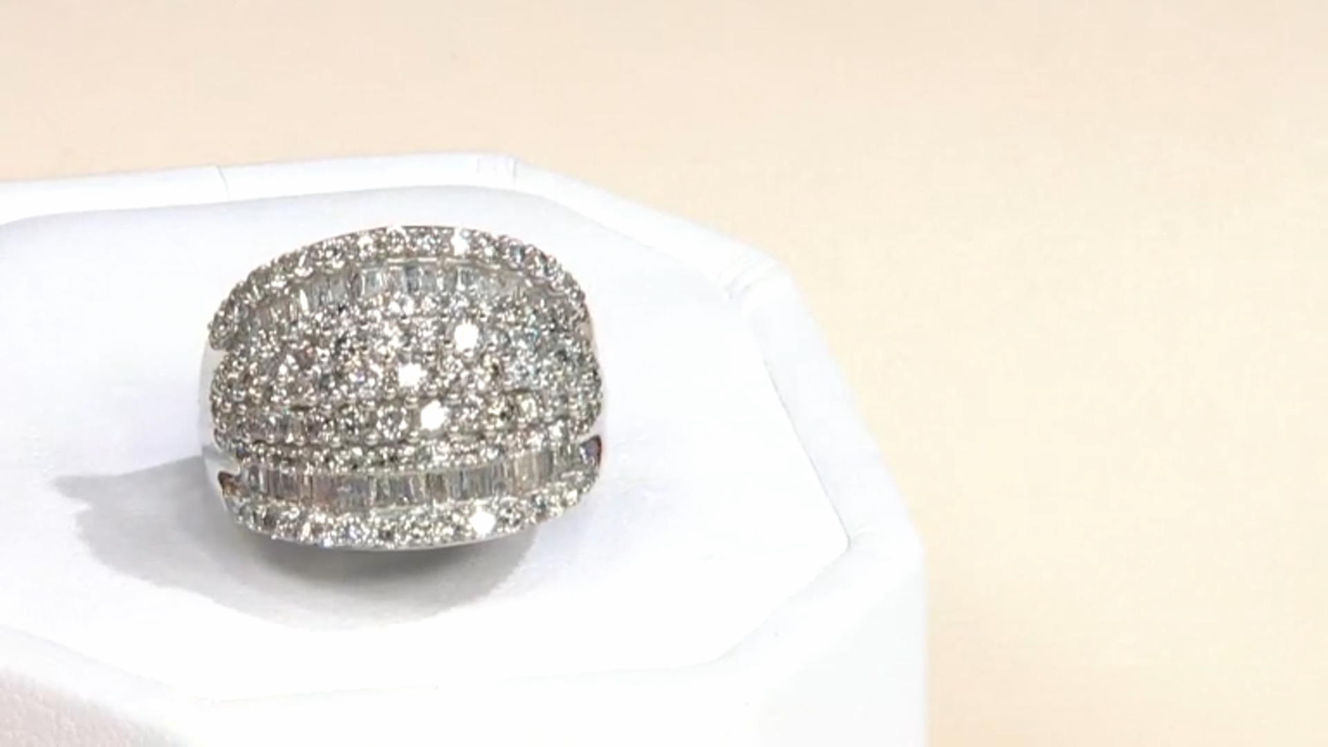 White Diamond 10k White Gold Multi-Row Ring 2.60ctw Video Thumbnail