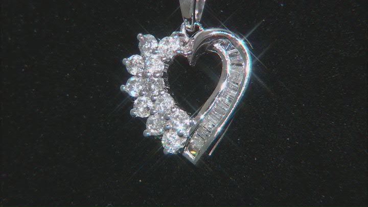 White Diamond 10k White Gold Heart Pendant With Chain 0.55ctw Video Thumbnail