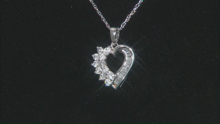 White Diamond 10k White Gold Heart Pendant With Chain 0.55ctw Video Thumbnail