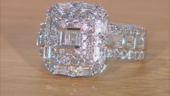 White Diamond 10k White Gold Cluster Ring 1.30ctw Video Thumbnail