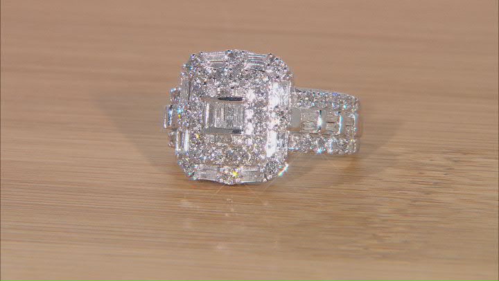 White Diamond 10k White Gold Cluster Ring 1.30ctw Video Thumbnail