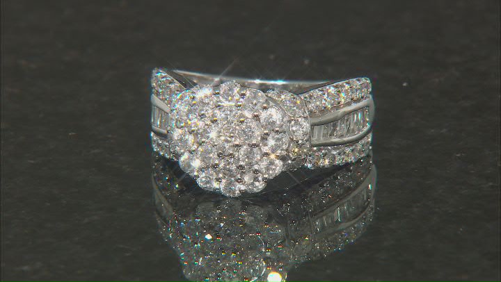 White Diamond 10k White Gold Cluster Ring 1.90ctw Video Thumbnail