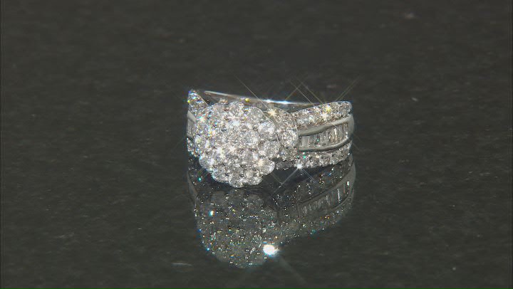 White Diamond 10k White Gold Cluster Ring 1.90ctw Video Thumbnail