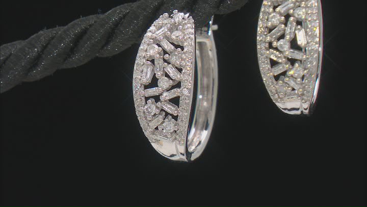 White Diamond 10k White Gold Hoop Earrings 0.65ctw Video Thumbnail