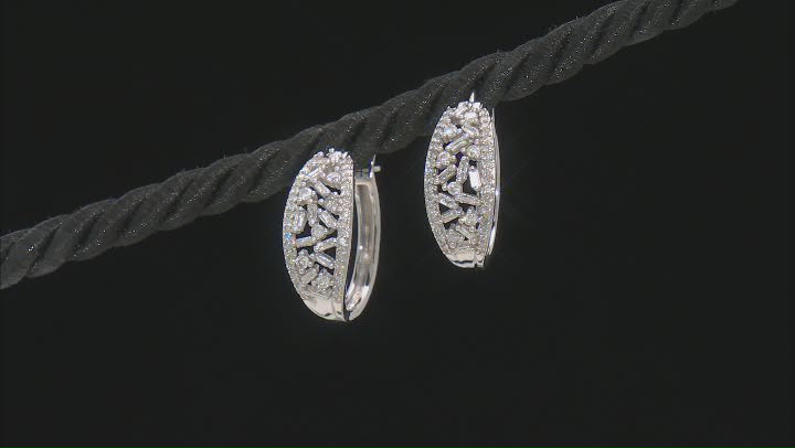 White Diamond 10k White Gold Hoop Earrings 0.65ctw Video Thumbnail