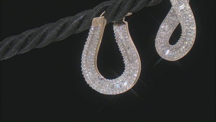 White Diamond 10k Yellow Gold Drop Earrings 1.50ctw Video Thumbnail