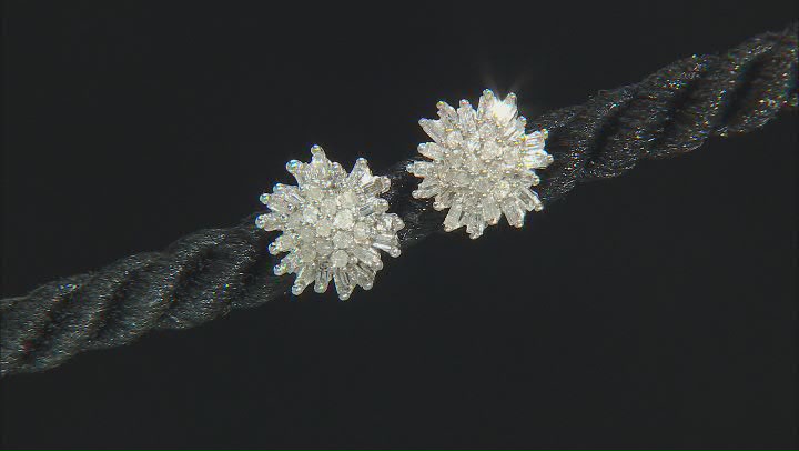White Diamond 10k White Gold Cluster Stud Earrings 0.65ctw Video Thumbnail
