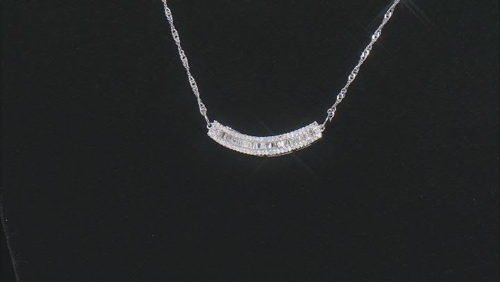 White Diamond Rhodium Over Sterling Silver Bar Necklace 0.55ctw Video Thumbnail