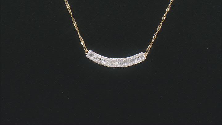 White Diamond 14k Yellow Gold Over Sterling Silver Bar Necklace 0.55ctw Video Thumbnail