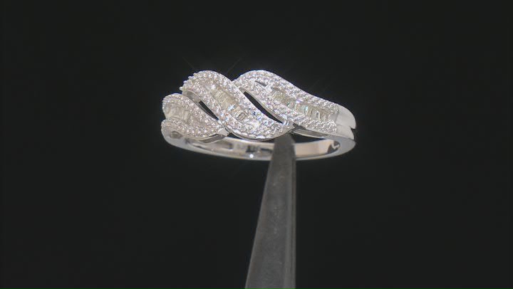 White Diamond Rhodium Over Sterling Silver Band Ring 0.25ctw Video Thumbnail