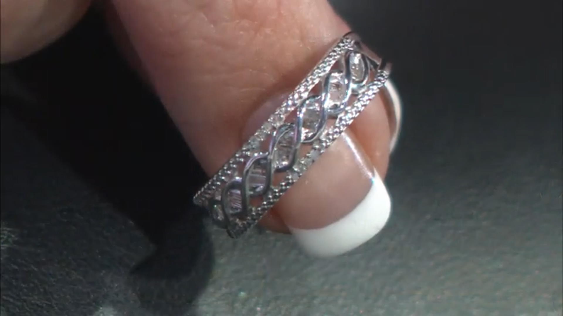 White Diamond Rhodium Over Sterling Silver Band Ring 0.20ctw Video Thumbnail