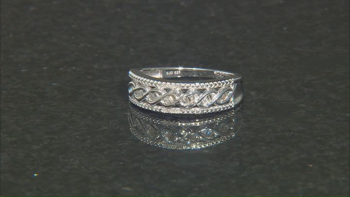 White Diamond Rhodium Over Sterling Silver Band Ring 0.20ctw Video Thumbnail