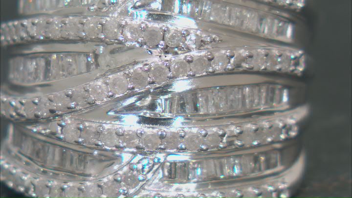 White Diamond Rhodium Over Sterling Silver Wide Band Ring 2.00ctw Video Thumbnail