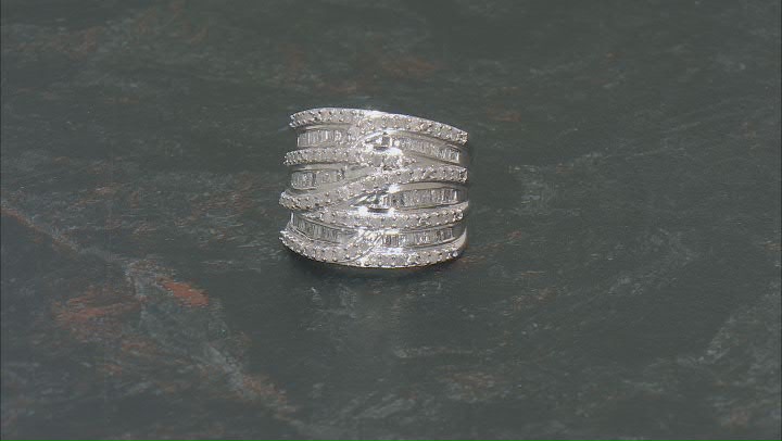 White Diamond Rhodium Over Sterling Silver Wide Band Ring 2.00ctw Video Thumbnail
