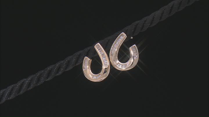 White Diamond 10k Yellow Gold Drop Earrings 0.45ctw Video Thumbnail