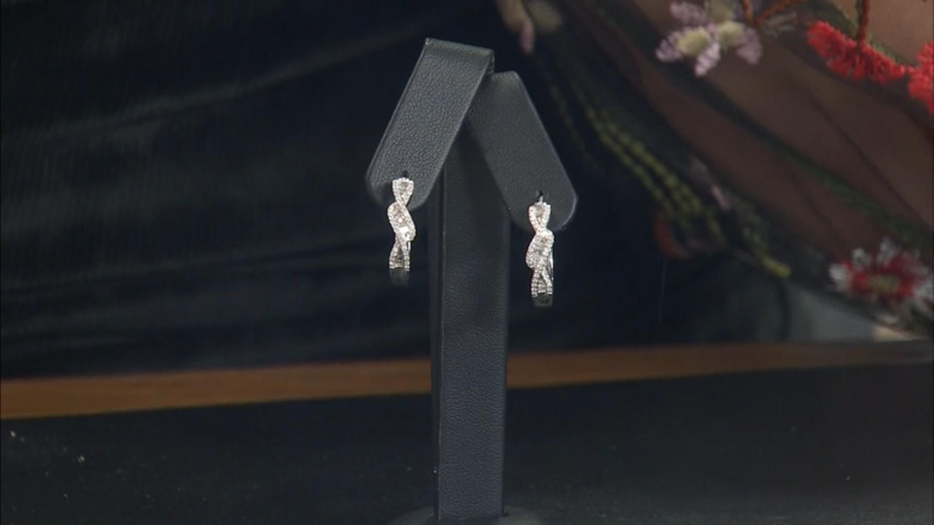 White Diamond Rhodium Over Sterling Silver Hoop Earrings 0.45ctw Video Thumbnail