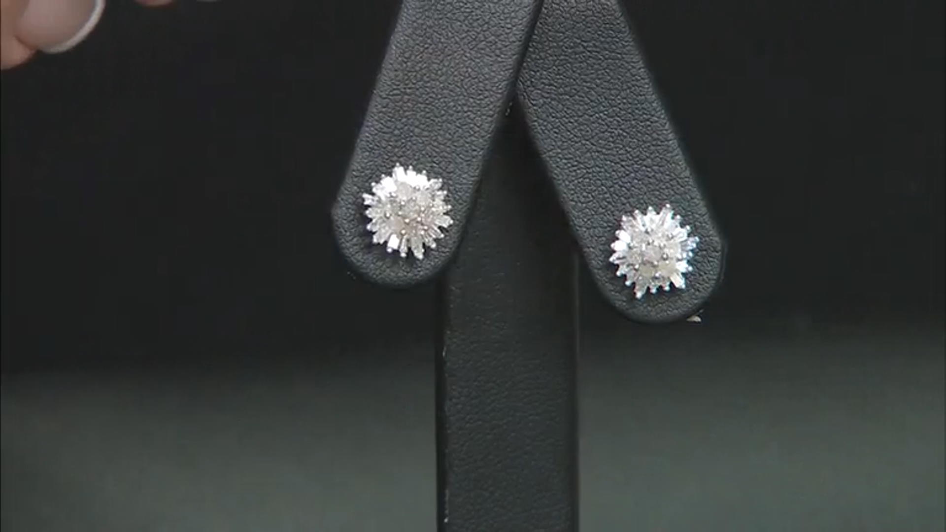 White Diamond Rhodium Over Sterling Silver Cluster Stud Earrings 0.65ctw Video Thumbnail