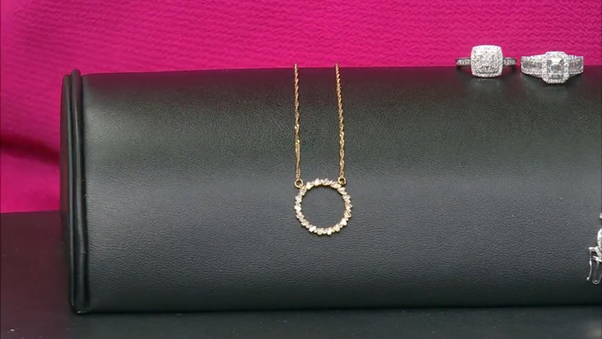 White Diamond 14k Yellow Gold Over Sterling Silver Circle Necklace 0.40ctw Video Thumbnail