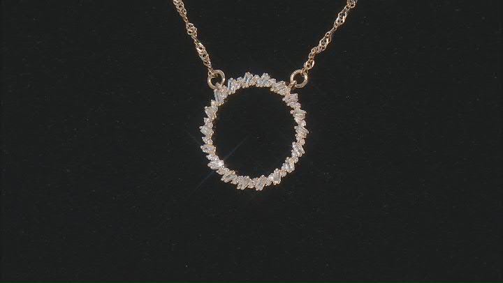 White Diamond 14k Yellow Gold Over Sterling Silver Circle Necklace 0.40ctw Video Thumbnail