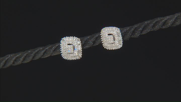 White Diamond 10k White Gold Cluster Stud Earrings 0.60ctw Video Thumbnail