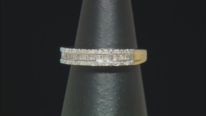 White Diamond 14k Yellow Gold Over Sterling Silver Band Ring 0.25ctw Video Thumbnail