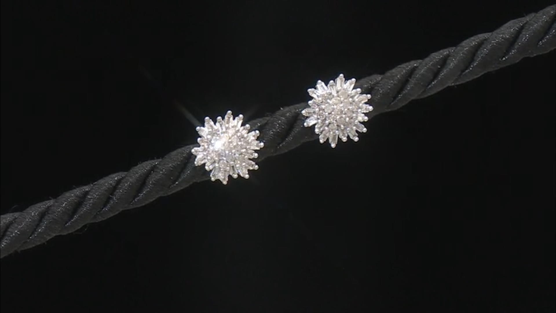 White Diamond 10k White Gold Cluster Stud Earrings 0.50ctw Video Thumbnail