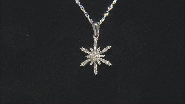 White Diamond Rhodium Over Sterling Silver Pendant With 18" Singapore Chain Video Thumbnail